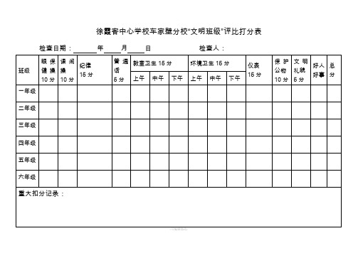 文明班级评比打分表