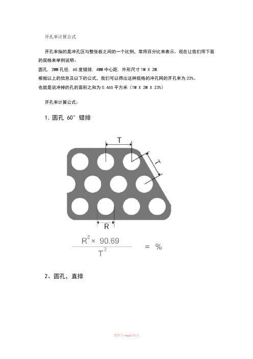 常用十种开孔率计算公式