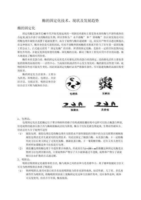 酶的固定化技术、现状及发展趋势