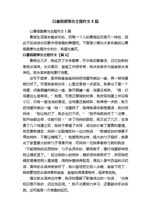 以暑假趣事为主题作文5篇