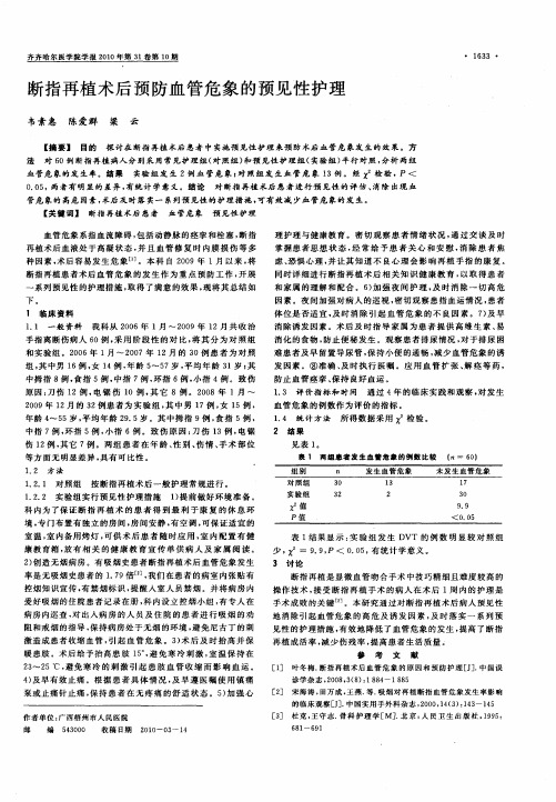 断指再植术后预防血管危象的预见性护理