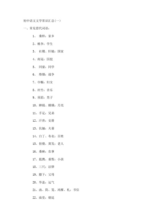 初中语文文学常识汇总