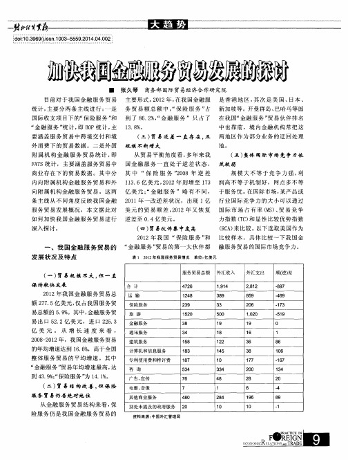 加快我国金融服务贸易发展的探讨