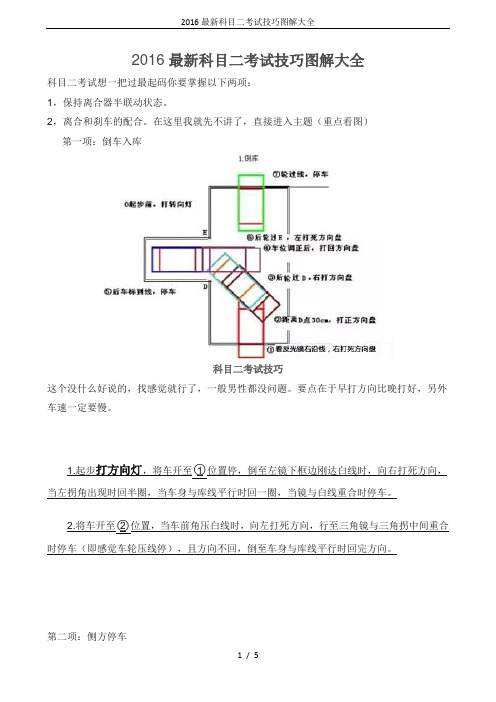 2016最新科目二考试技巧图解大全