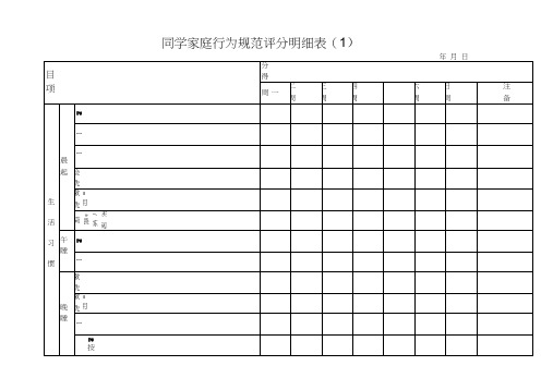 (完整版)小学生家庭行为规范评分明细表