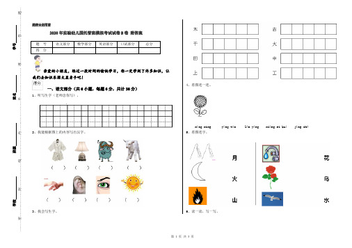 2020年实验幼儿园托管班模拟考试试卷B卷 附答案