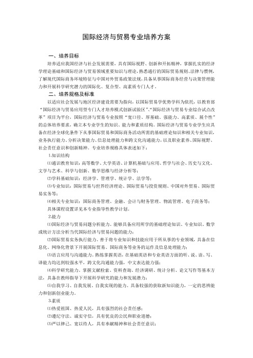 国际经济与贸易专业培养方案