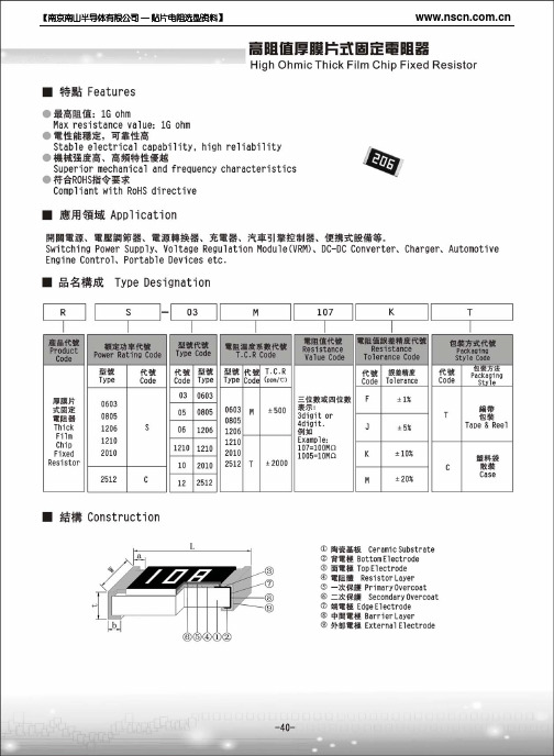 风华高科超高阻值贴片电阻器选型手册(规格书)