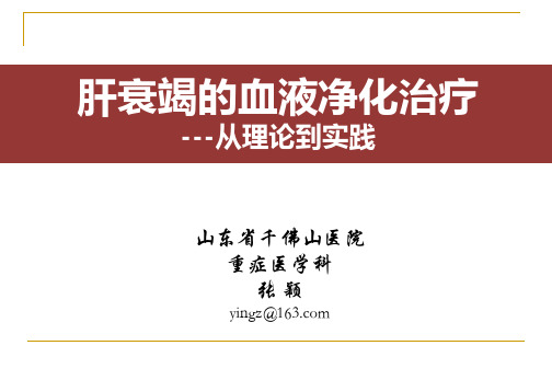 肝衰竭的血液净化治疗：从理论到实践