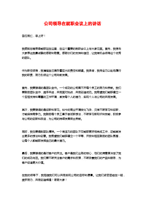 公司领导在就职会议上的讲话