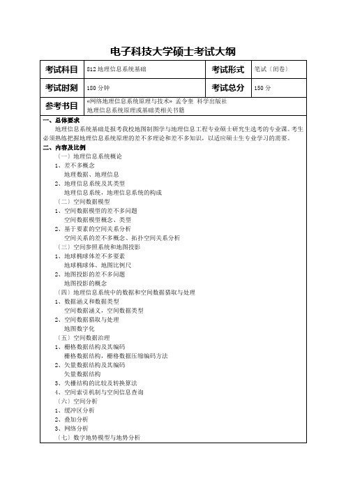 电子科技大学硕士考试大纲