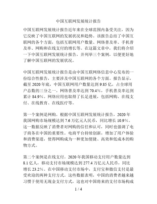 中国互联网发展统计报告