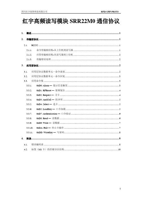 红宇高频读写模块SRR22M0通信协议课件资料