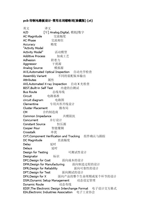 pcb印制电路板设计常用名词