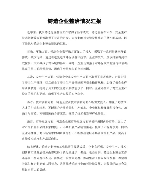 铸造企业整治情况汇报