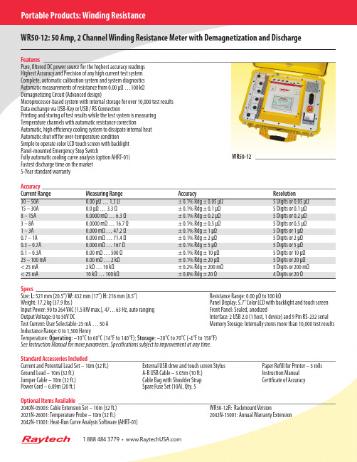 Raytech USA WR50-12 Winding Resistance测试系统用户说明书