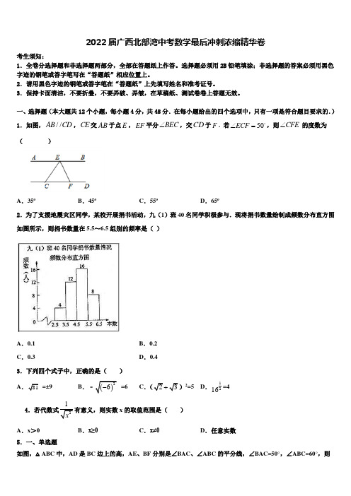 2022届广西北部湾中考数学最后冲刺浓缩精华卷(含答案解析)