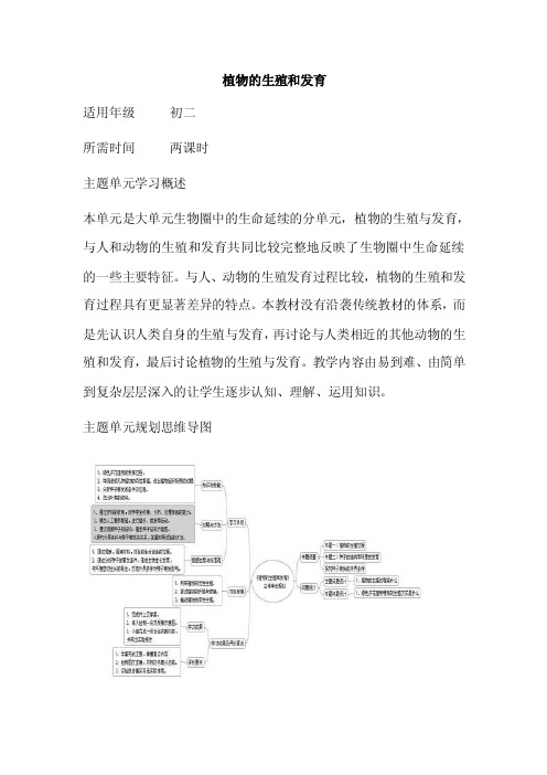 初中生物《植物的生殖和发育》单元教学设计以及思维导图