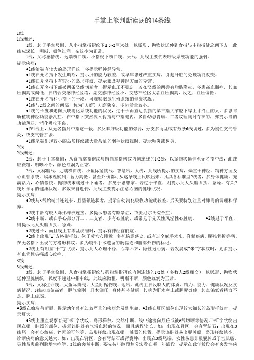 手掌上能判断疾病的14条线1