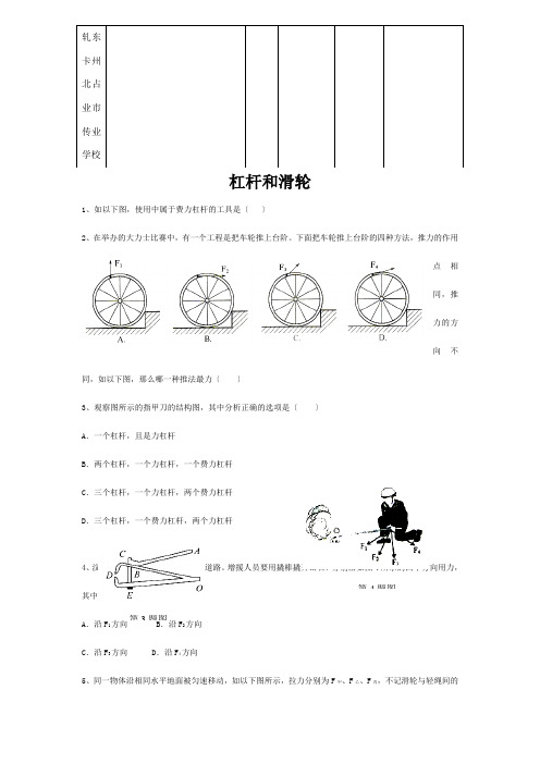 九年级物理上册 111 杠杆和滑轮专项练习 试题