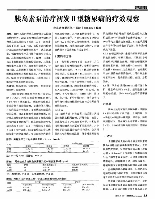 胰岛素泵治疗初发Ⅱ型糖尿病的疗效观察