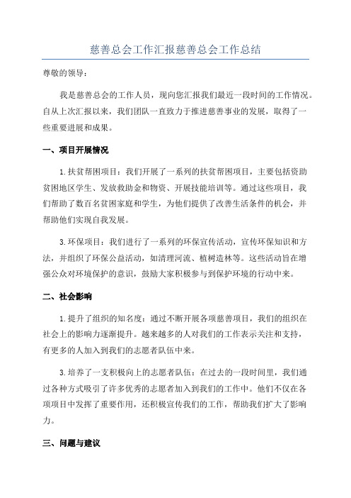 慈善总会工作汇报慈善总会工作总结