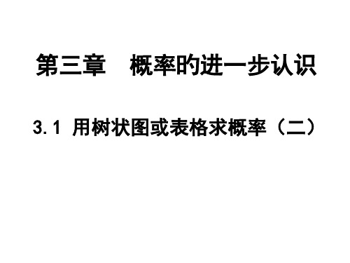 用树状图或表格求概率优质课件公开课获奖课件省赛课一等奖课件