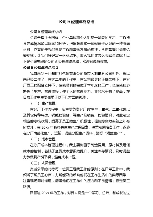 公司it经理年终总结