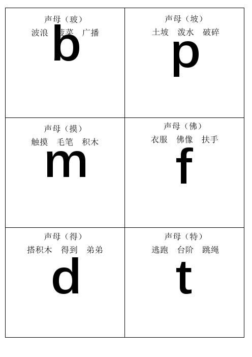 自己整理汉语拼音字母表卡片读音(A4直接打印)