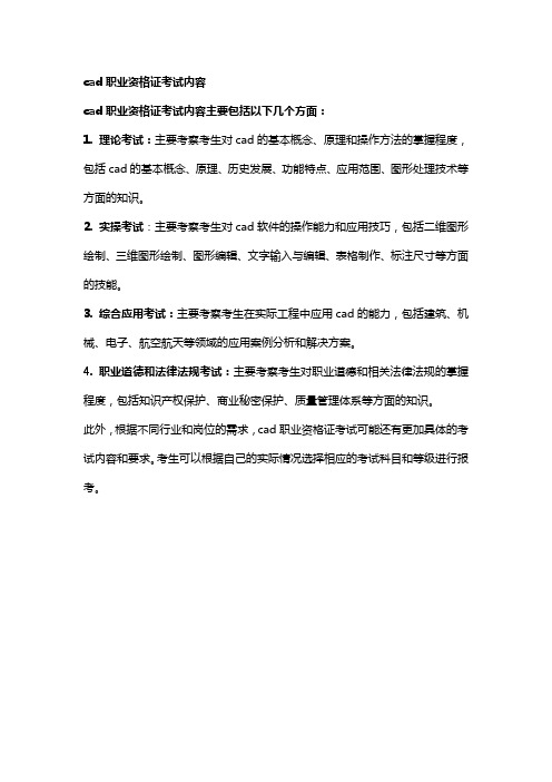 cad职业资格证考试内容