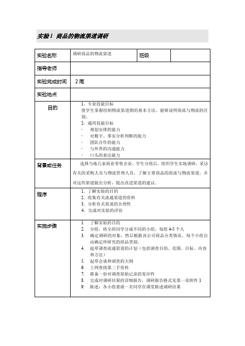 电子课件 《物流管理》刘斌 实验1  商品的物流渠道调研