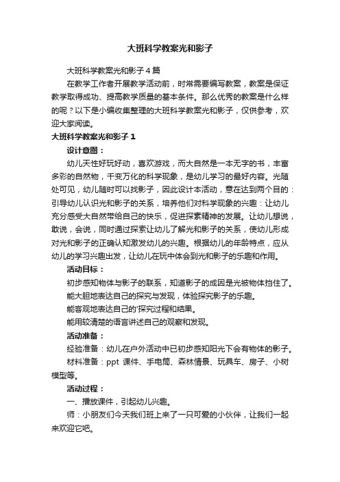 大班科学教案光和影子