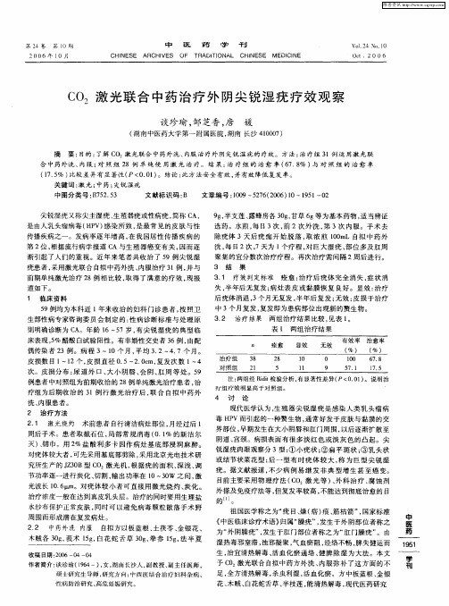 CO2激光联合中药治疗外阴尖锐湿疣疗效观察