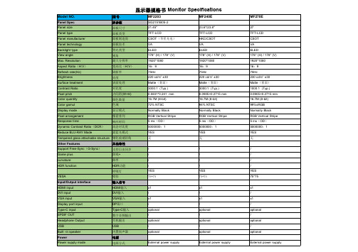 显示器规格书说明书