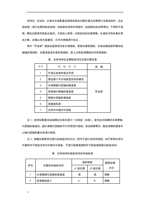 经纬仪、全站仪、水准仪及其配套设施日常检定