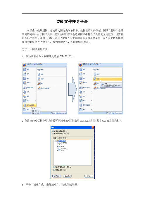 DWG文件瘦身秘诀