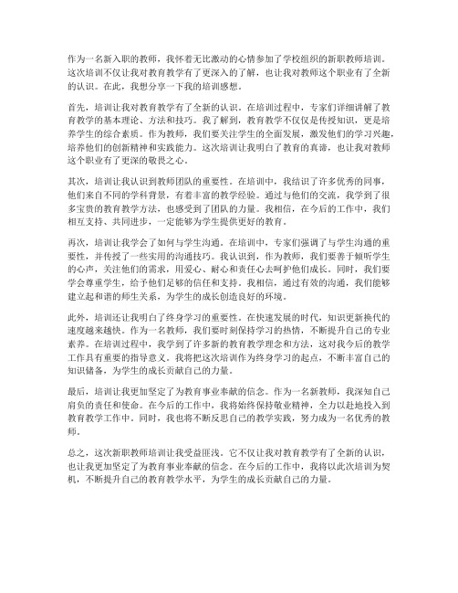 新职教师培训感想