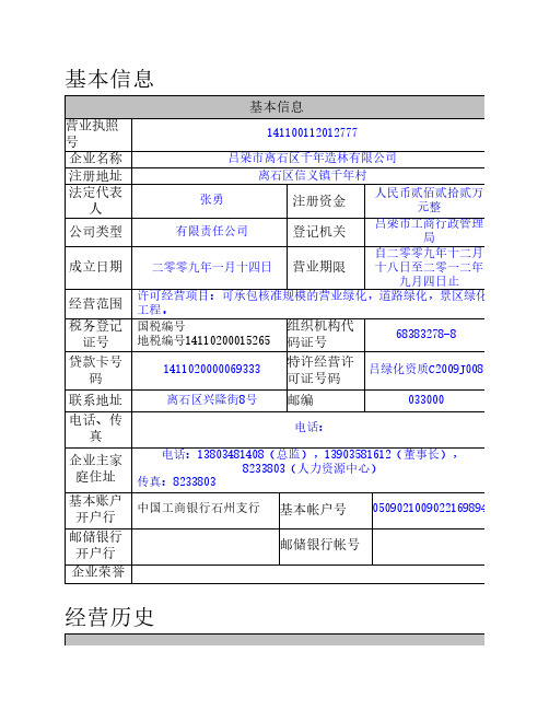 企业基本信息表