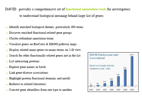 蛋白质GeneontologyKEGG分析软件David使用方法介绍专题培训课件