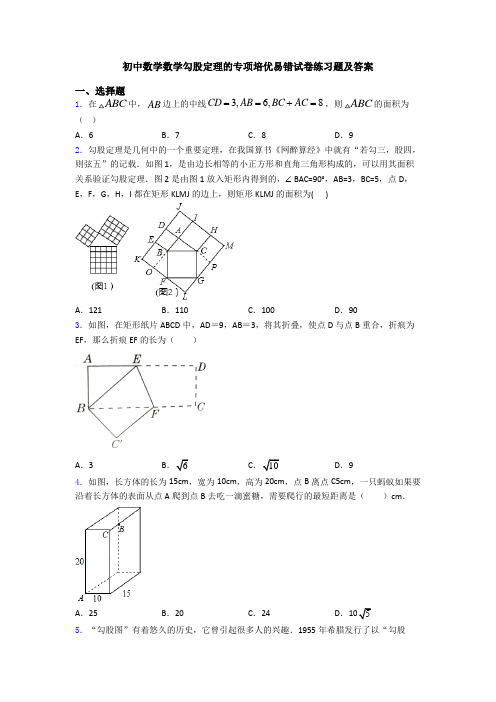 初中数学数学勾股定理的专项培优易错试卷练习题及答案