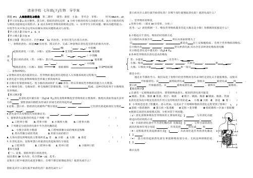 人体的消化与吸收 第二课时  学案