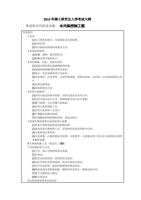 2015年硕士研究生入学考试大纲