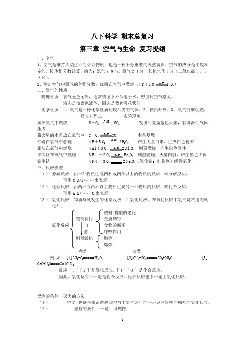 浙教版八下科学 期末总复习