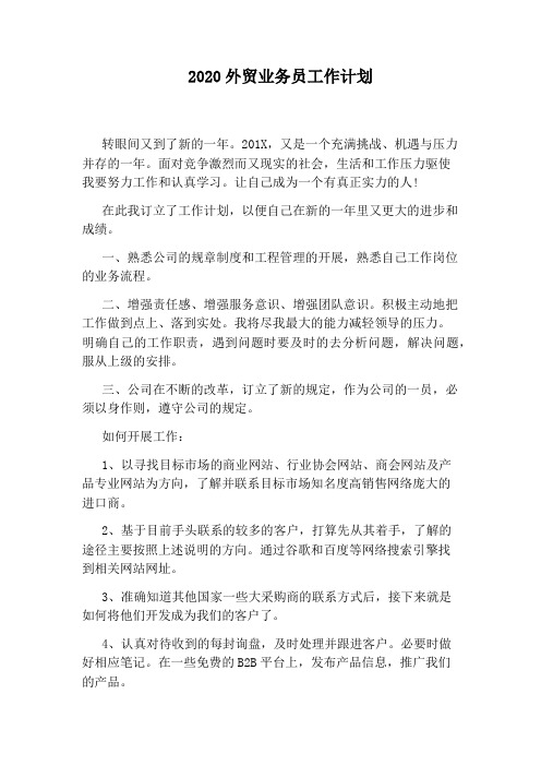 2020外贸业务员工作计划