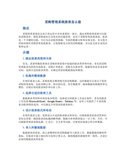 采购管理系统报表怎么做