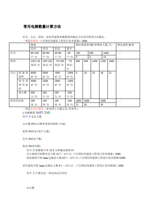 常用建筑电梯数量确定方法