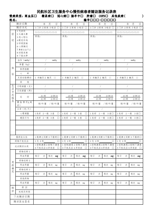 患者随访服务记录表