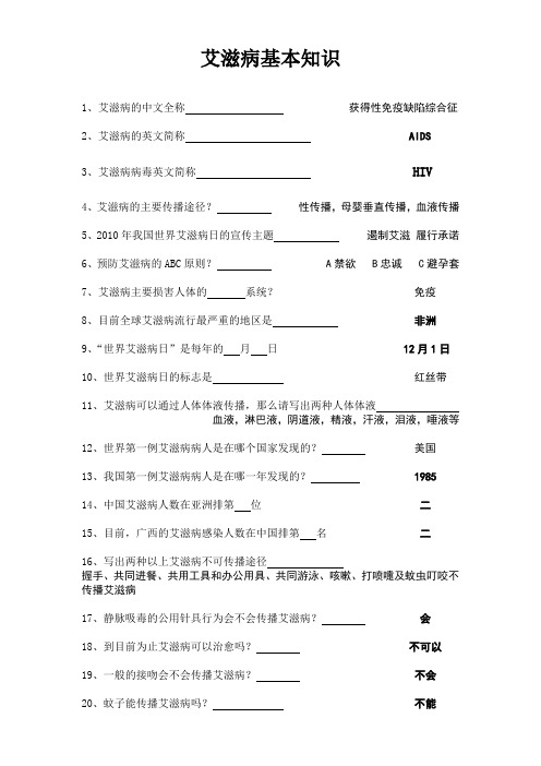 艾滋病基本知识