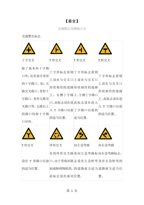 最全交通标志及标线大全35页