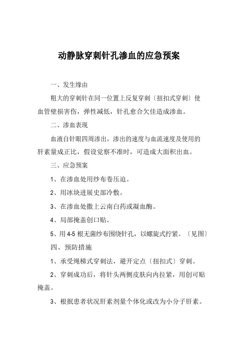 动静脉穿刺针孔渗血的应急预案